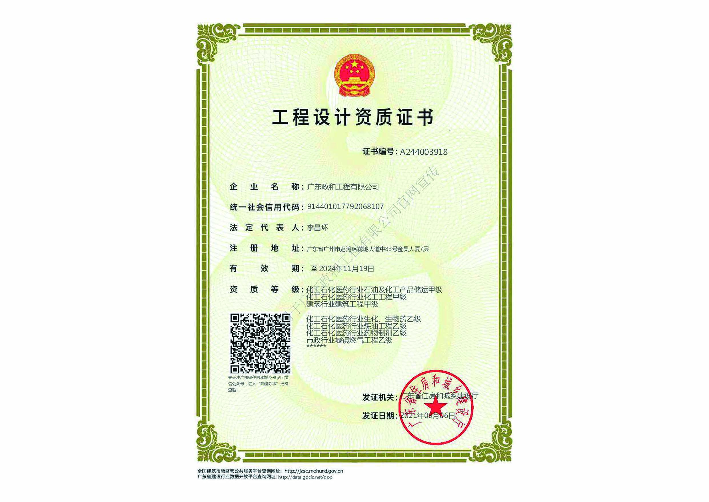 Qualification Certificate Class A